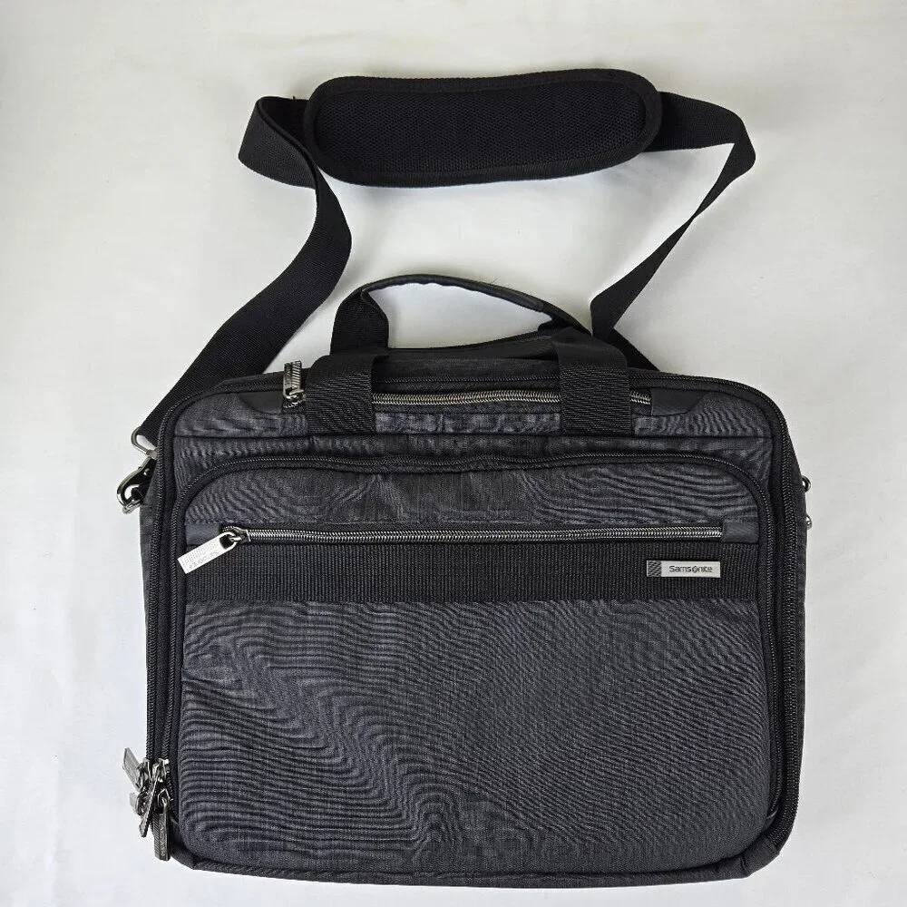 Samsonite Gray Computer Laptop Travel Bag Double Handles Detachable Strap